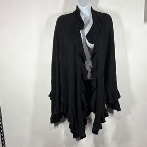 Geneology Black Ruffled Open Wrap